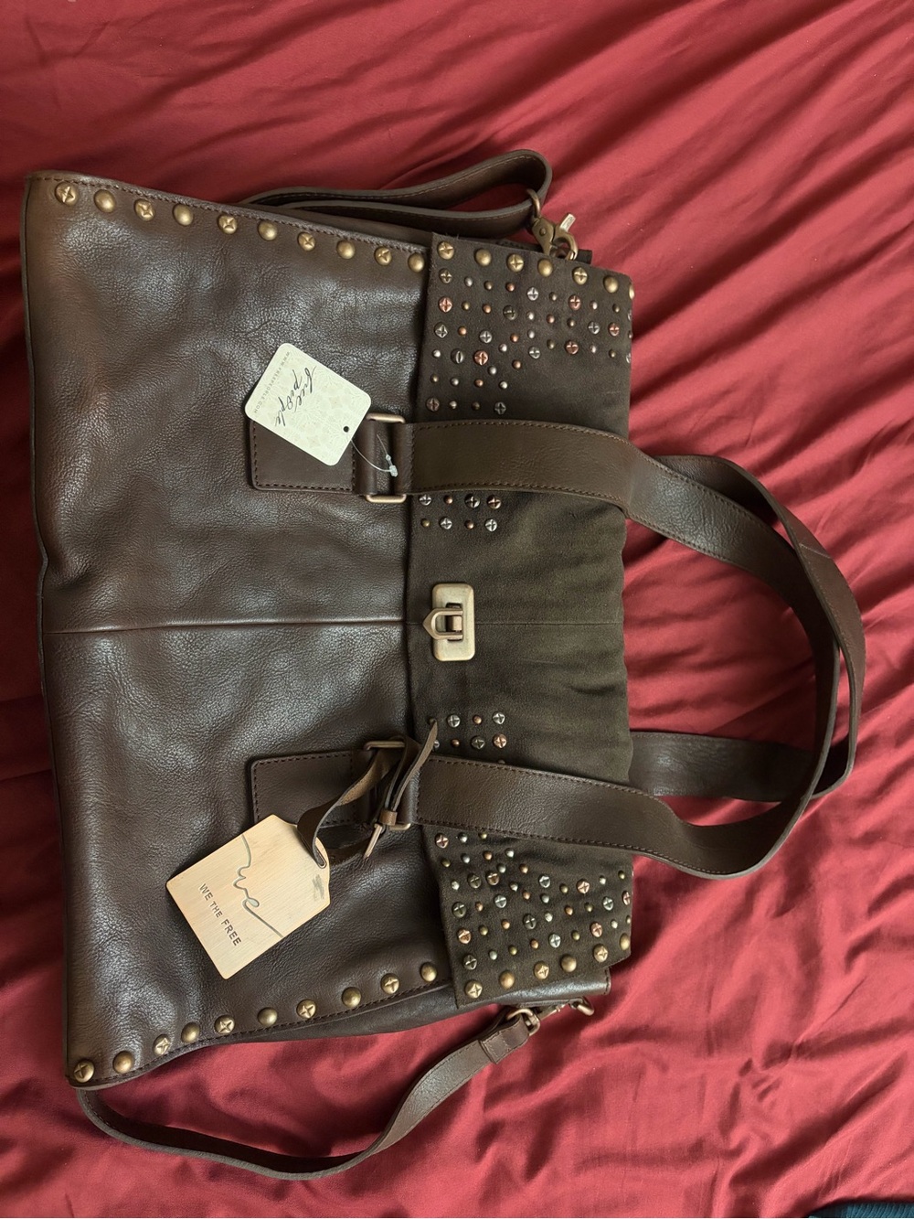 Brown Studded Women's Tote Bag by Free People